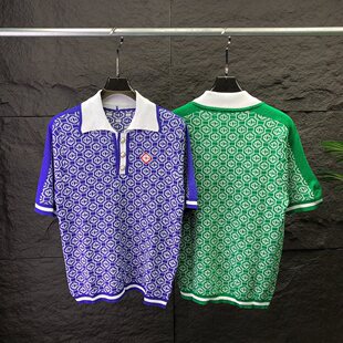 European and American Trend New Short-sleeved Lel Knitted Wool Sweater Jacquard Embroidered Men's and Women's in stock Cross-border European Goods