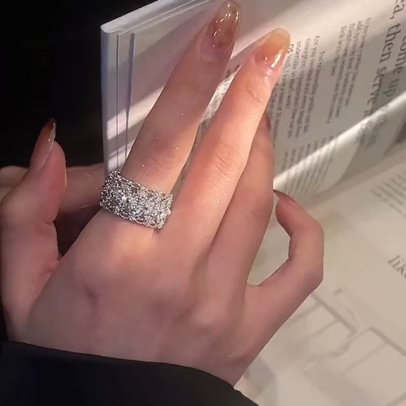 Kristall Blumen Statement Ring Für Damen Designer Offener Ring_voghion.com