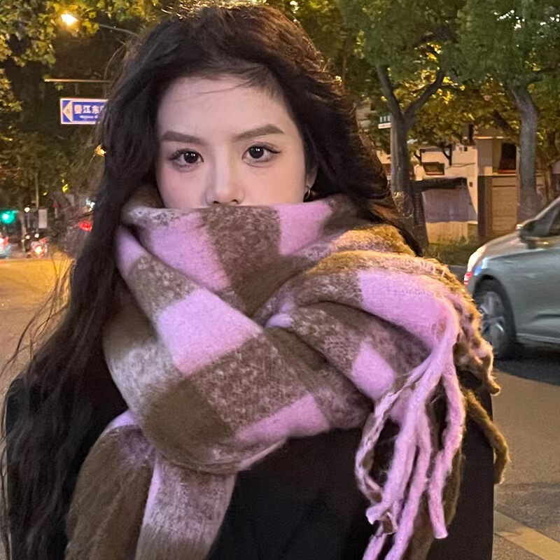 新款马海毛围巾女秋冬季韩系高级感百搭美拉德仿羊绒保暖跨境批发|undefined