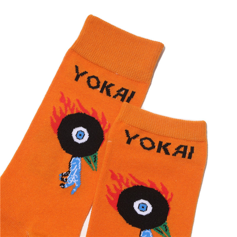 Male Japanese Monster Animation Socks Female Cotton Monster Story Sock Cartoon Personality Trend Boat Socks-5Prs 35 Undefined