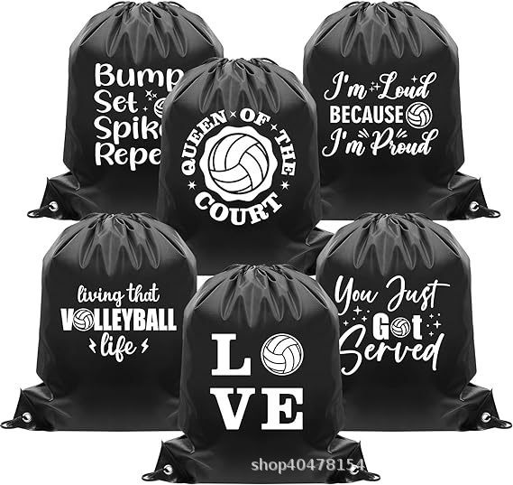 排球三双肩抽绳背包袋子卡通动物便携收纳袋涤纶手提抽绳袋