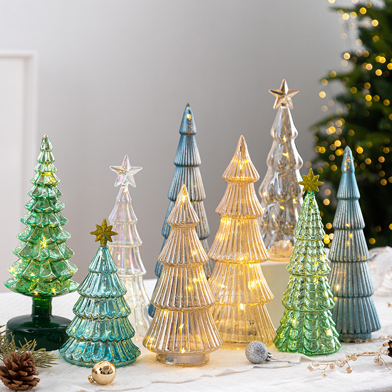 Adornos de árbol de Navidad de cristal, decoración de escenas navideñas, luces nocturnas luminosas para el hogar, decoración de accesorios