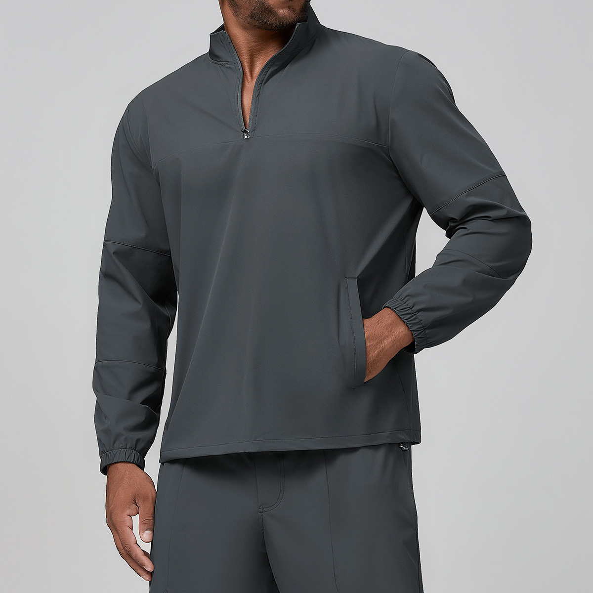 Cross-Border Men's Stand-Up Collar Sports Casual Zipper Long-Sleeve Urban Commuting Outdoor Hiking and Mountaineering Thin Jacket 1138