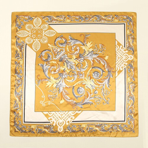 Women's Hot Selling Floral Scarf, Roman Black Gold Thread Silk Chiffon Scarf, Simulated Silk Color Gauze Sunshade Shawl and Head Scarf