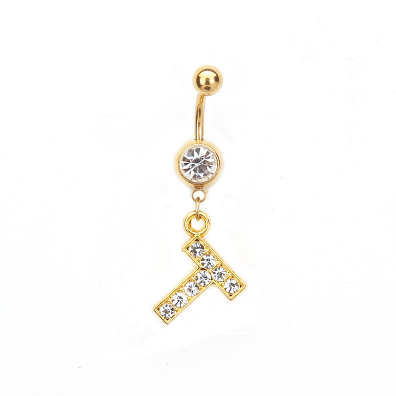 Oro letras inglesas A- Z anti-alergia cuerpo piercing joyería de las mujeres ombligo clavo ombligo anillo AliExpress deseo