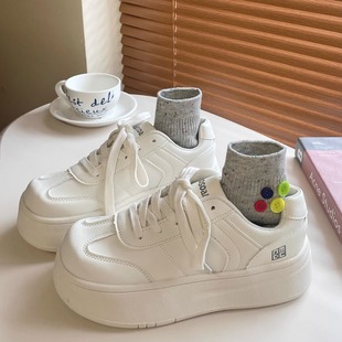 Milk fufu Japanese Style Thick-soled White Shoes Women's 2024 New All-match Lightweight Height-increasing Student Campus Sports Board Shoes