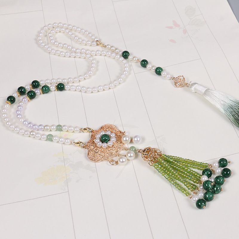 Volver nube borla collar largo tarde Ming estilo Ruo collar antiguo estilo Ming estilo Han accesorios de ropa suave Ruo estilo nacional suéter cadena