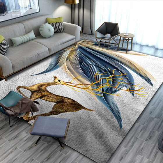 Foreign Trade Crystal Velvet Feather Carpet Light Luxury Living Room Floor Mat Sofa Coffee Table Mat Bedroom Bedside Blanket Study Blanket Absorbent