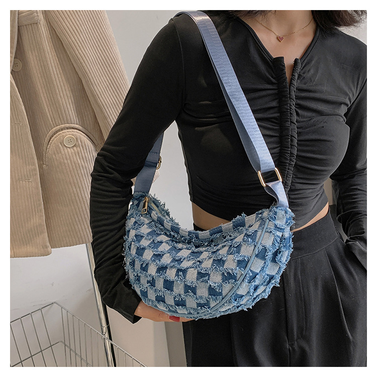 Denim Patchwork Shoulder Crossbody Bag For Women Stylish Canvas_voghion.com