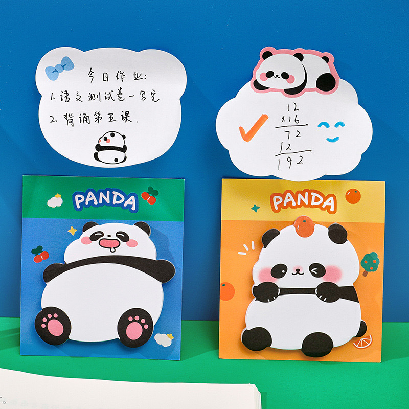 Cartoon Unusual Little Panda Sticky Notes Cute Girl Heart Message Notebook High-Quality Adhesive Journal Book