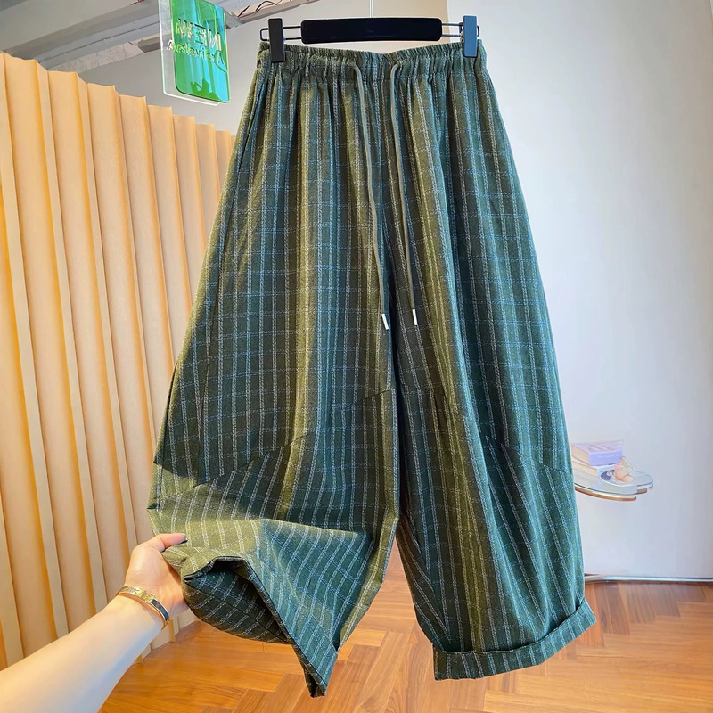 Cross-border plus-size 120kg straight wide-leg pants, early autumn 2026, loose lantern pants, curved pants, versatile and trendy