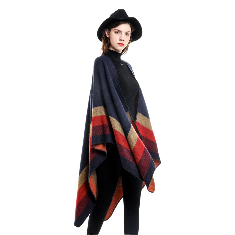 2021 nueva moda de invierno de viaje cálido rayas color Plaid patrón imitación Cachemira chal al por mayor
