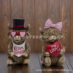 クロスボーダー独立記念日ハイランドヤク装飾樹脂工芸品装飾品家庭菜園デスクトップ装飾ギフト