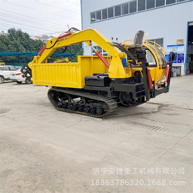 山地运输履带随车抓 后翻斗自卸随车抓木机 多功能抓钢抓草抓木机