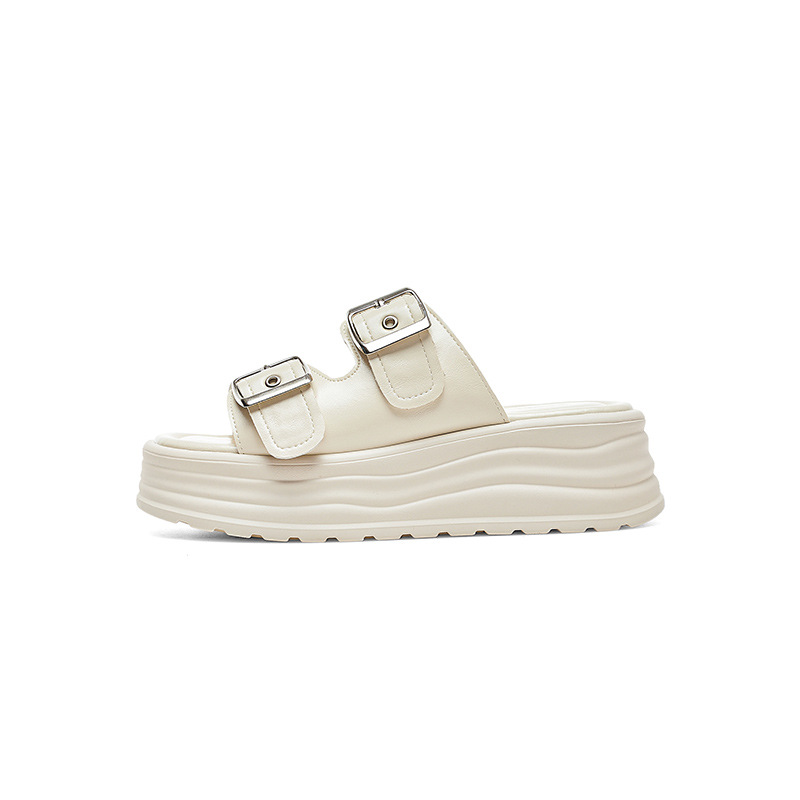 Augustion zapatillas de suela gruesa para mujer en verano 2025 nuevo estilo casual bizcocho playa de fondo suave con falda sandalias