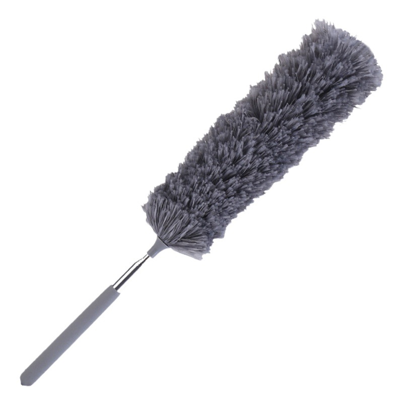 Manufacturer Wholesale Stainless Steel Telescopic Dust Duster Bendable Fiber Small Duster Household Dust Sweeping Feather Duster
