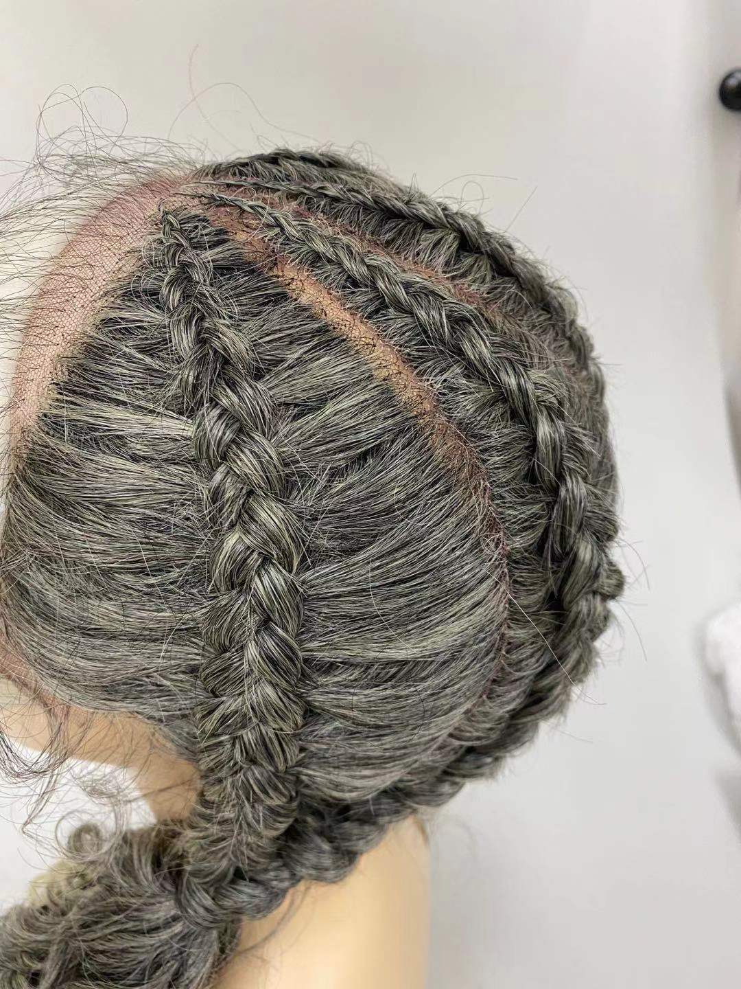 Transfronterizos europeos y estadounidenses pelucas Amazon nuevos productos pelucas de encaje frente trenzas de hueso de pescado pelucas de encaje frente cubierta de cabeza