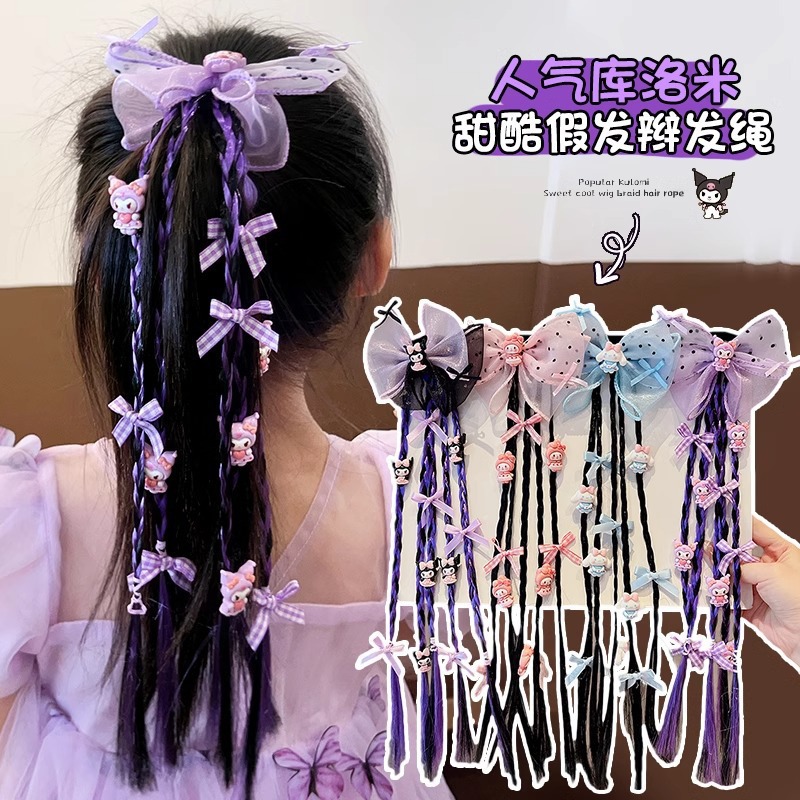 Niños Kullomi pelucas trenzas niñas trenzas torcidas anillo de cabello arco correa niñas boxeo trenzas cuerdas para el cabello adornamiento