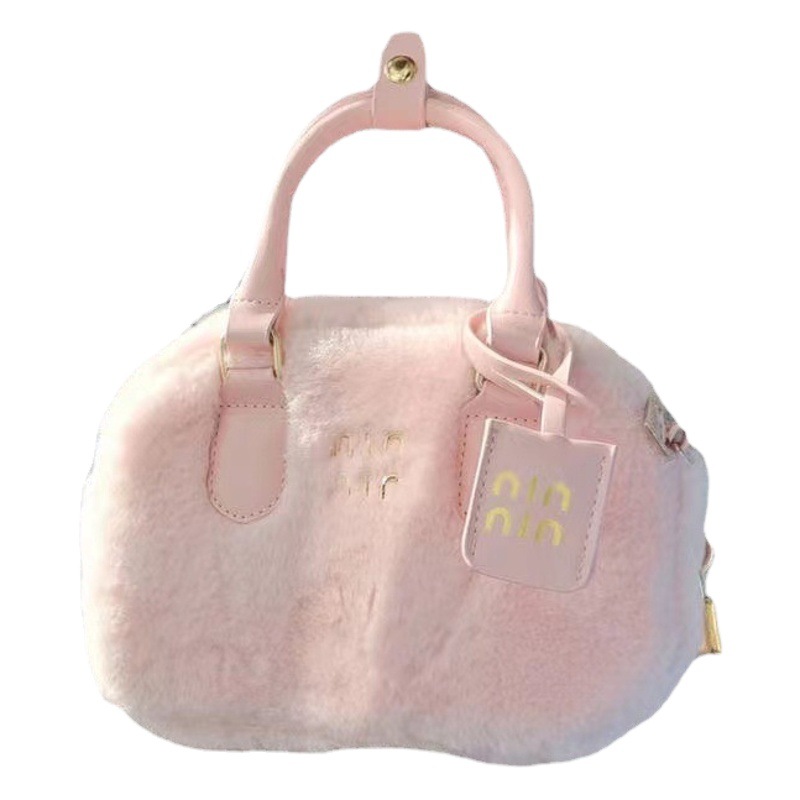 Otoño y el Invierno de la felpa bolsa para las mujeres 2024 Nueva versátil linda chica peluda portátil bolsa de viaje hombro bolsa de mensajero