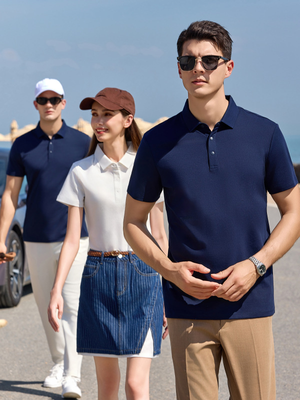 Ropa de trabajo profesional de alta gama ropa de verano personalizada líquida amoniaco mercerizado doble cara camisa de manga corta impresa logotipo bordado