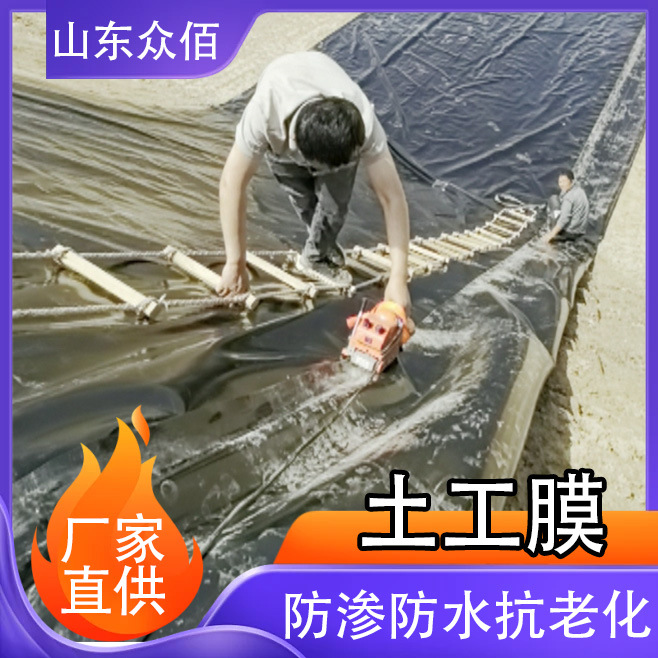 土工膜HDPE黑膜鱼塘污水池垃圾填埋场沼气池防渗膜高密度聚乙烯膜