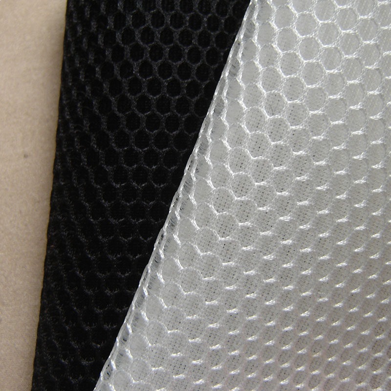 黑色3D空气层网布 白色蜂窝状三明治支撑性欧美时装面料 服装布料