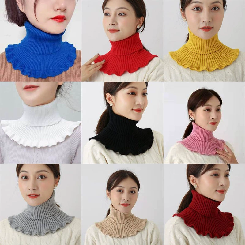 Зимний женский новый трикотажный шерстяной нагрудник теплый утолщенный чехол для шеи модный ветрозащитный пуловер поддельный воротник оптом