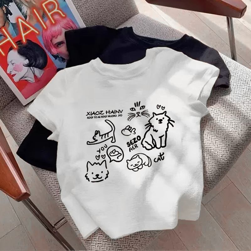 グレーの純綿半袖tシャツアメリカのプリントの正肩の丸首はスリムに見えます。|undefined