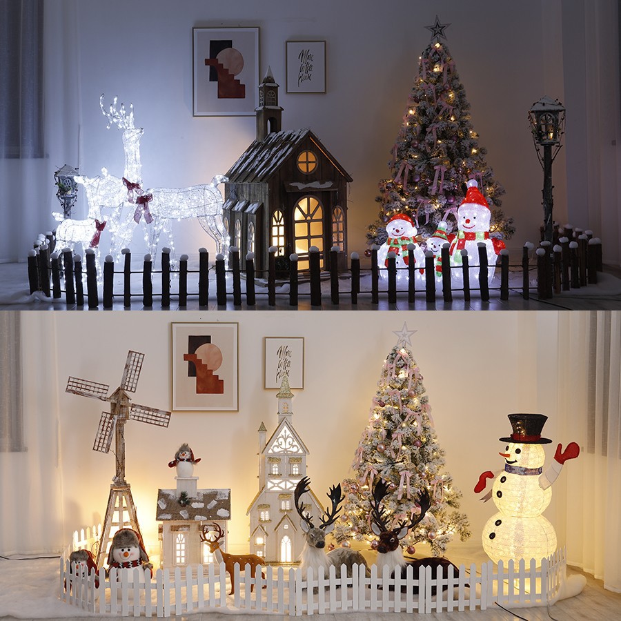 Navidad hotel centro comercial bar gran escena decoración Meichen luminoso Castillo Casa decoraciones de vacaciones