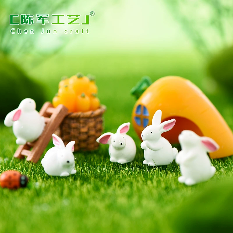 Кролик DIY микро пейзаж Садоводство украшение мох маленькое животное украшение торта брелок кулон мультфильм маленький белый кролик