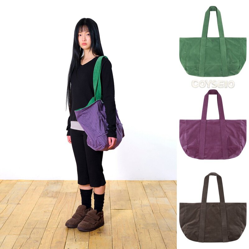 Authentic Korean coyseio shoulder bag 038 series striped cotton double-sided large-capacity tote bag handbag Authentic Korean coyseio shoulder bag 038 series striped cotton double-sided large-capacity tote bag handbag