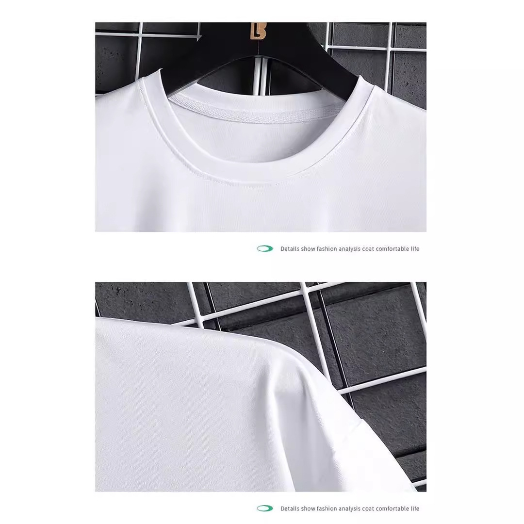 Summer fashion New Ice Silk gradient suit men's short-sleeved T-shirt casual trousers sports two-piece handsome men's clothing