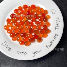 天然冰红南红玛瑙戒面 平底素面裸石可手工diy百搭小配饰厂家批发