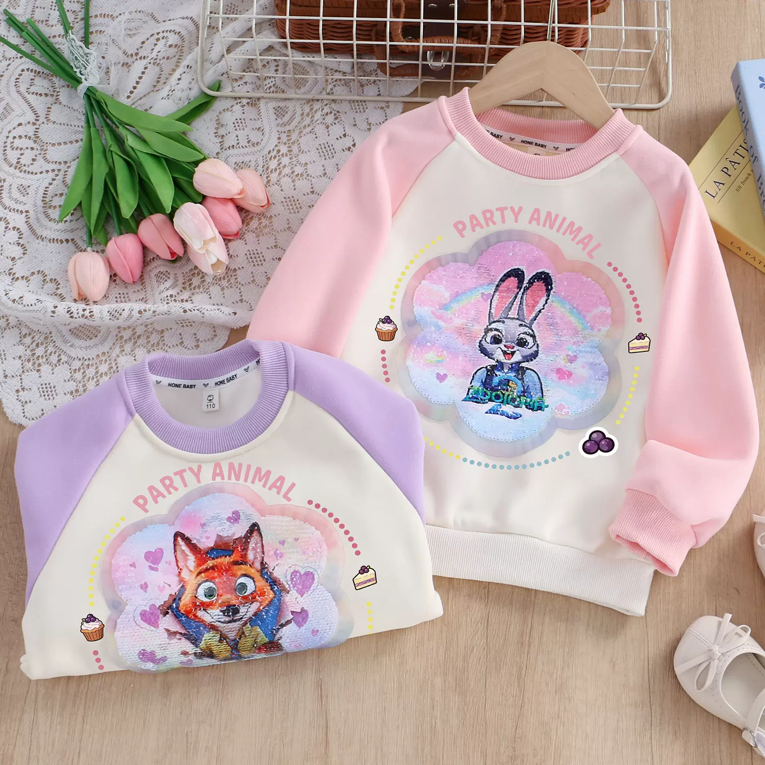 女童卫衣儿童拼接撞色长袖变色亮片卫衣女宝萌娃时尚变脸圆领卫衣