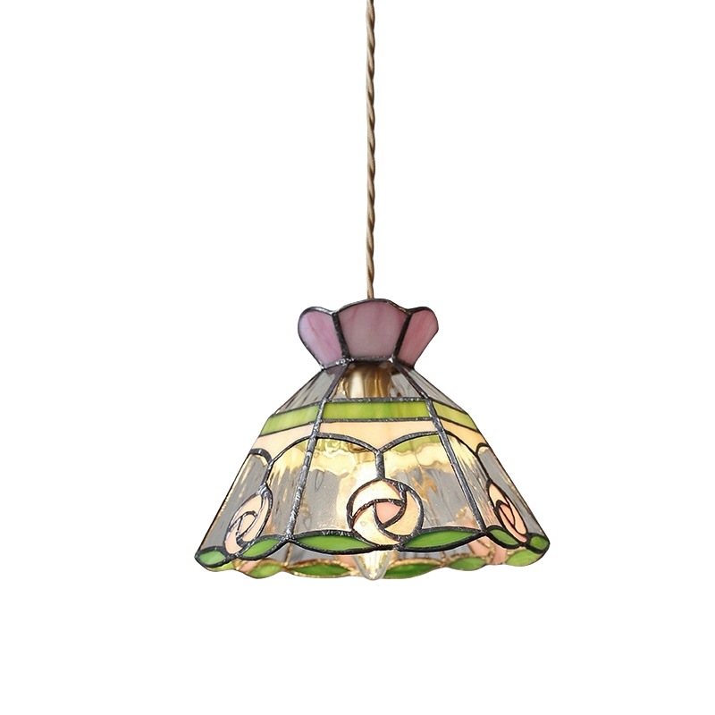 Tiffany Retro Latón Vidrio Antiguo Casa de familia junto a la cama Café Bar Restaurante Bar Salón de té Araña