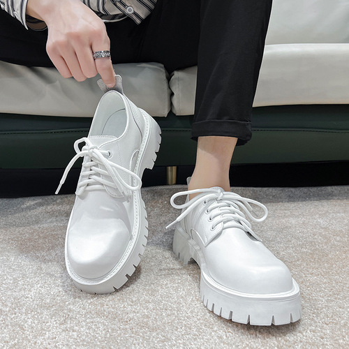 Leather shoes for men, British style, thick soles, heightening suits, retro spring and autumn shoes, business formal wear, round toe shoes 2135-T