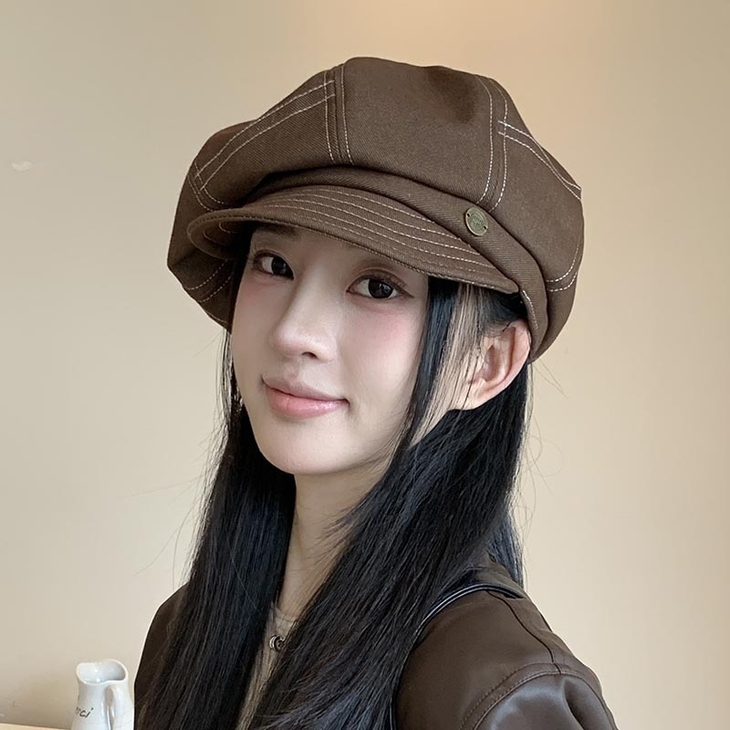 メイラードベレー帽 レディース 春秋 和風 レトロ 大きな頭囲 アヒルの舌 八角形帽子 小顔効果 多用途 ペインターハット|undefined