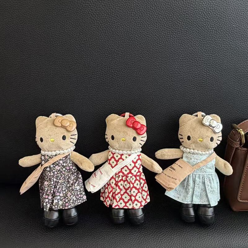 Cute Summer Handmade Long-Legged Kitty Bag Pendant Plush Doll Keychain with Changeable Clothes Wholesale