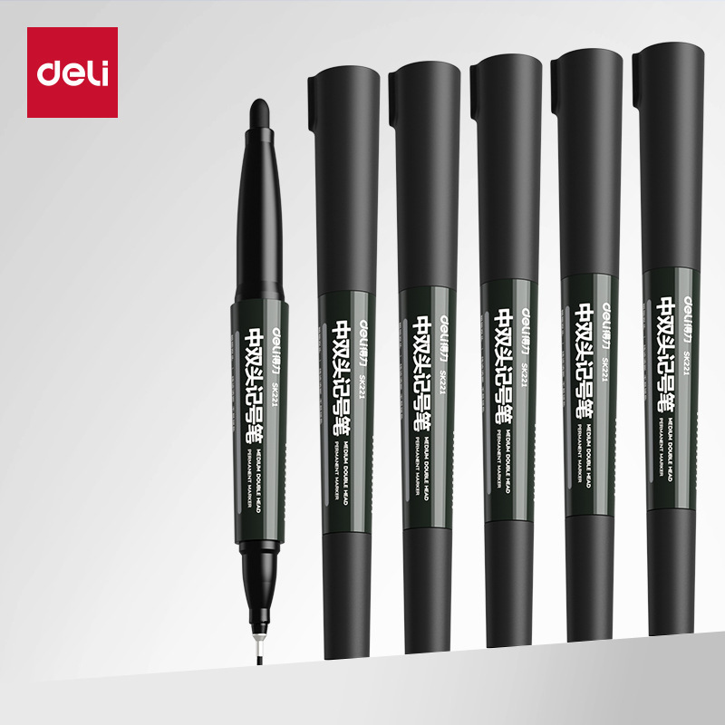 Deli China Double Head Thick Head Express Logistics Marker Pen Signature Pen Office Stationery Conference Pen Mark Pen SK221 Deli China Double Head Thick Head Express Logistics Marker Pen Signature Pen Office Stationery Conference Pen Mark Pen SK221