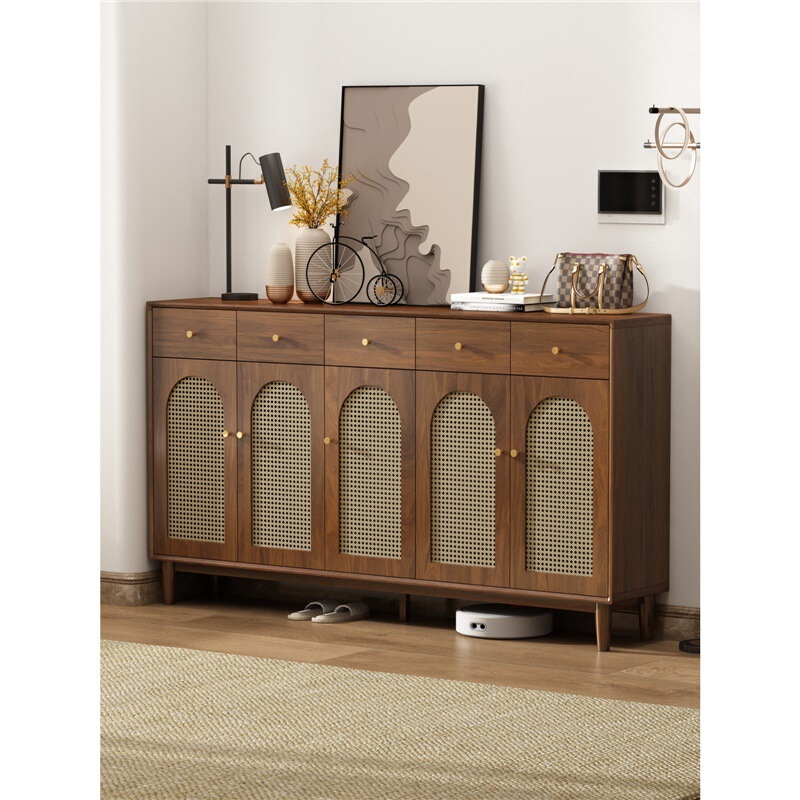 Rattan Cabinet Door Vintage Shoe Cabinet Home Door Simple Entrance Entrance Cabinet Light Luxury Fashionable Living Room Storage Storage Cabinet