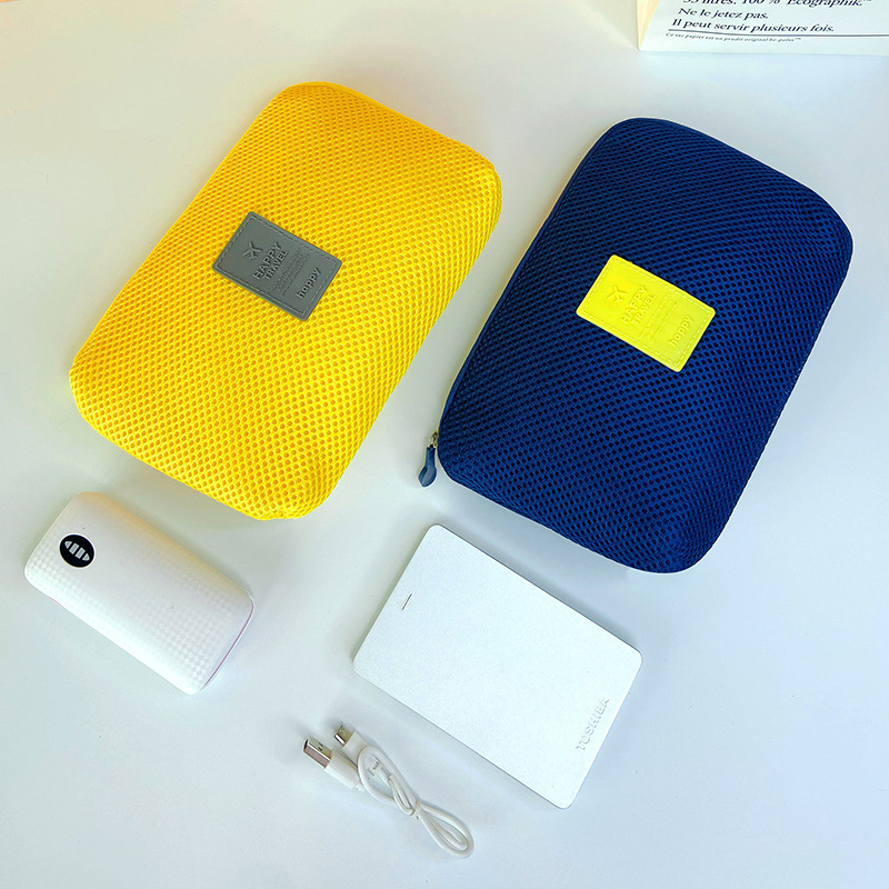 Bolsa de almacenamiento digital de viaje de malla engrosada a prueba de golpes bolsa de almacenamiento de cable de datos de teléfono móvil auricular Disco Duro bolsa de almacenamiento de disco U