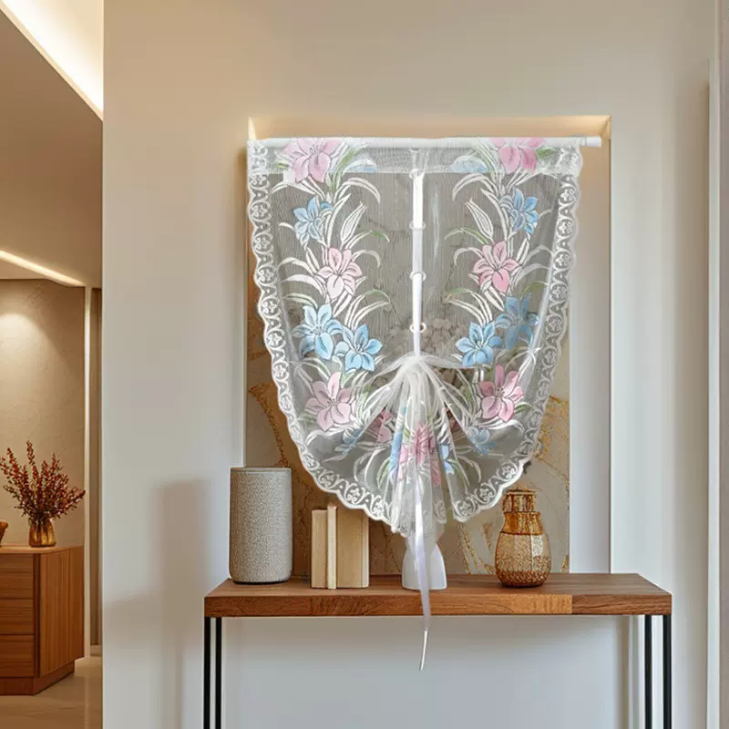新款梦幻提拉帘小清新蕾丝印花升降门帘窗帘飘窗卧室书房防尘透光