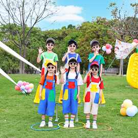 中小学生表演服儿童可爱背带裤合唱服装小学生啦啦队演出服春夏秋