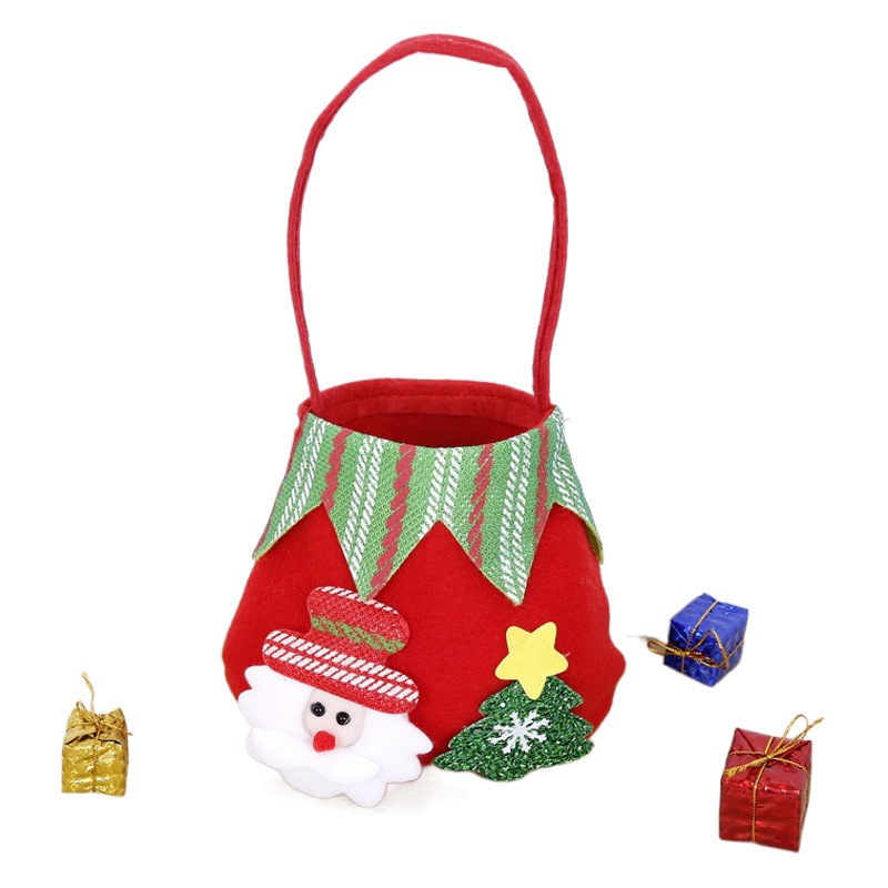Decoraciones navideñas, regalos, sombrero de Navidad, bolso no tejido de Papá Noel, muñeco de nieve, ciervo, caramelo creativo para niños