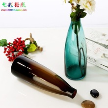 欧式彩色 小清新玻璃透明花插桌面干花花瓶小口百合简约创意花瓶