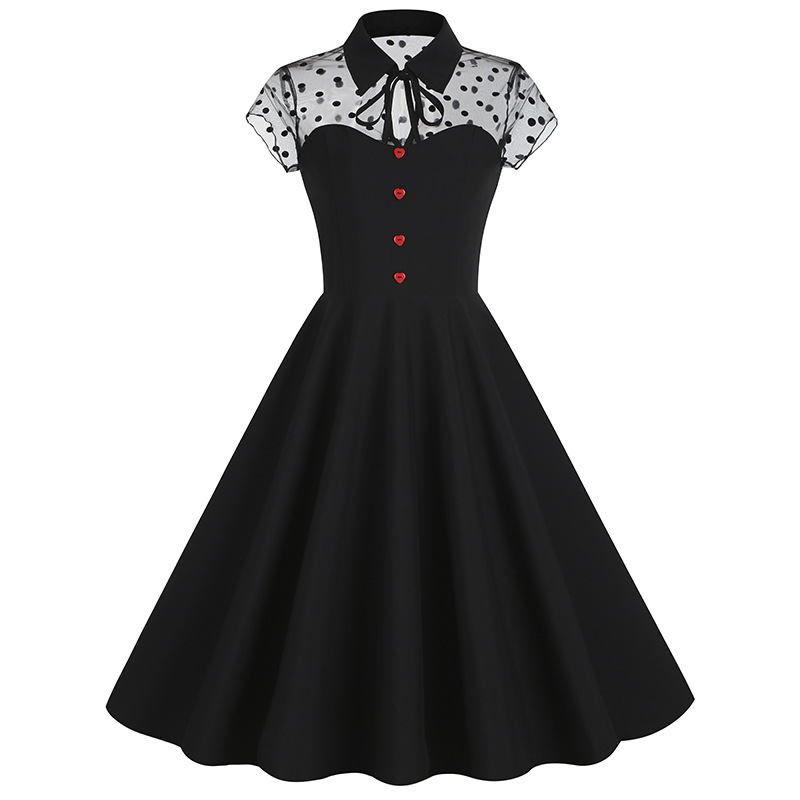 Vintage 50S 60S Women's Retro Flowers Printing Dress A-Line Elegant Black Dress | eBay Vintage 50S 60S Women's Retro Flowers Printing Dress A-Line Elegant Black Dress | eBay