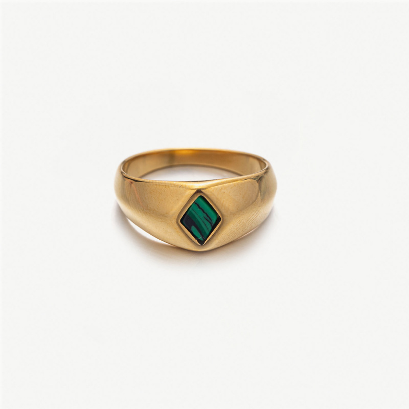 Anillo de piedra turquesa de acero inoxidable TENA de Europa y América Anillo de nicho de titanio Anillo de geometría transfronteriza