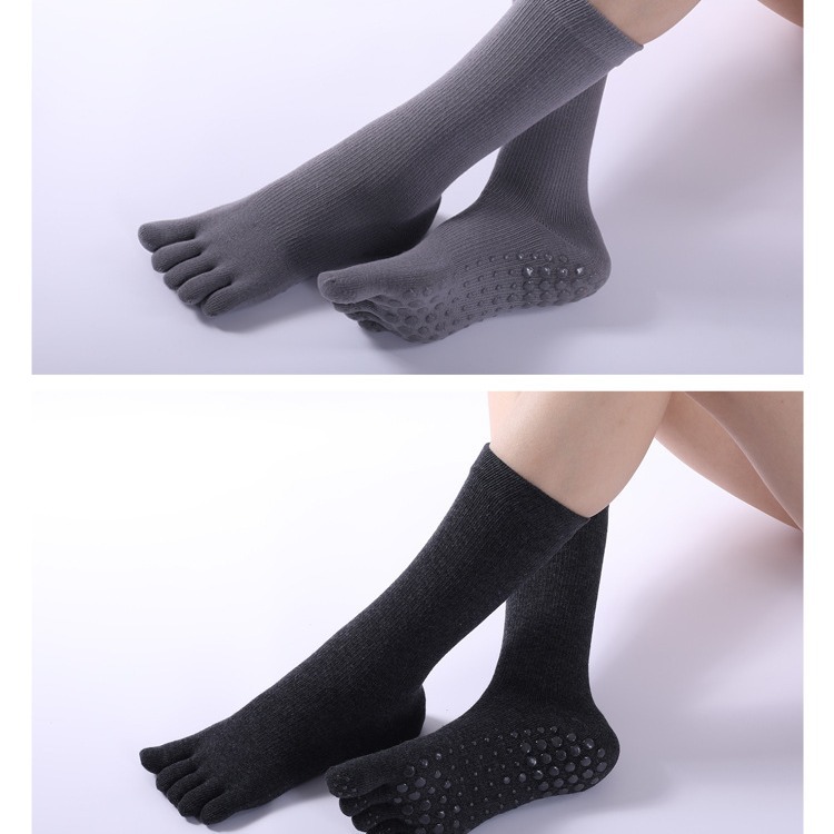 Autumn And Winter New Cross-border Long Tube Yoga Socks Five Finger Socks Professional Warm Calf Socks Sports Pilates Socks_voghion.com