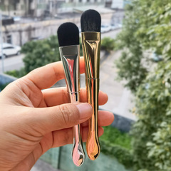 跨境舌形軟毛面膜刷塗抹式泥膜專用雙頭帶挖勺便攜美容工具刷子