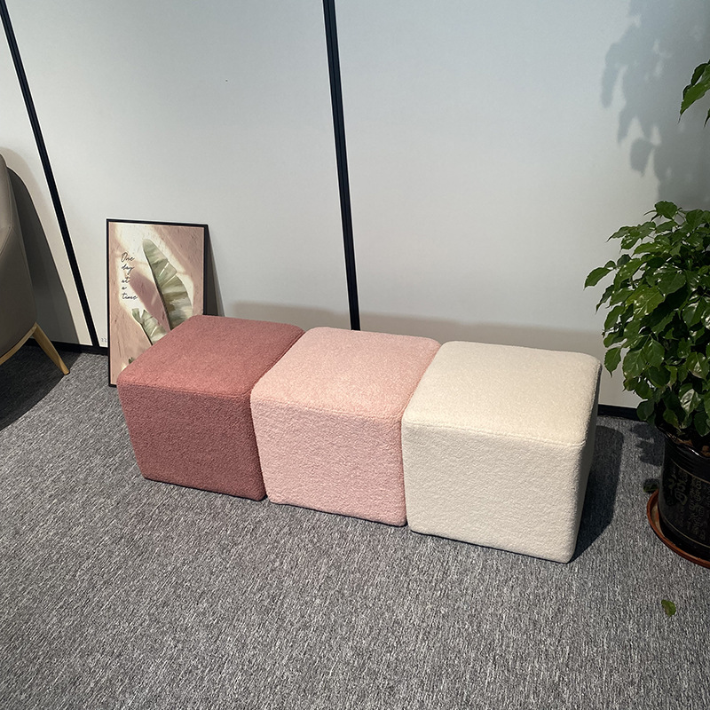 Nordic Light Luxury Creative Shoe-Changing Stool, Living Room Low Stool, Household Internet Celebrity Dressing Stool, Lambswool Leisure Balcony Stool H^